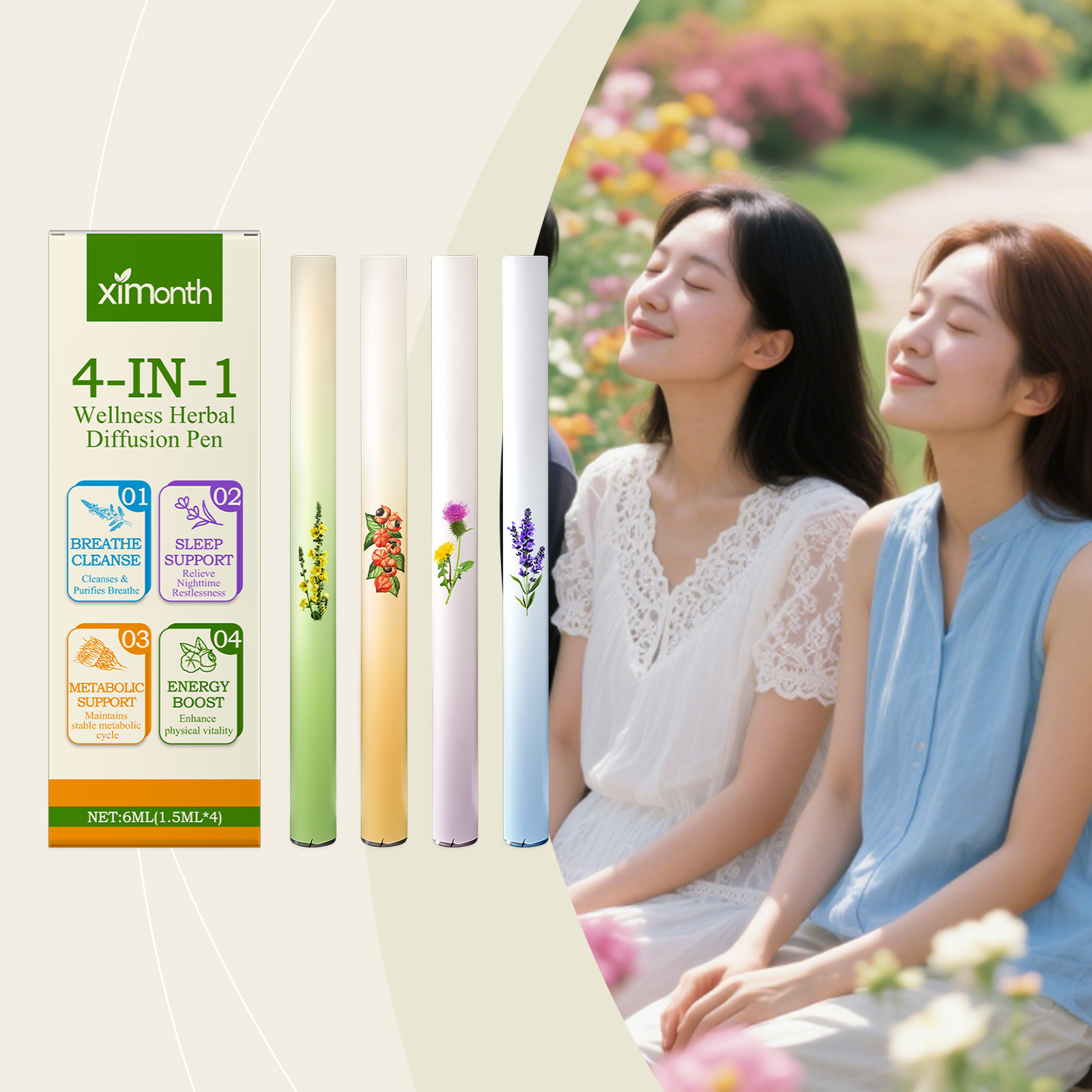 Natural Herbal Wellness - 4 in 1 Bastone combinato energetico